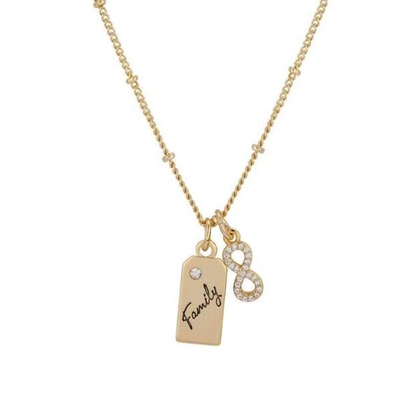 Unwritten 14K Gold Plated 'Infinite Love' CZ Necklace Family Charm Gift For Mom - Picture 1 of 5